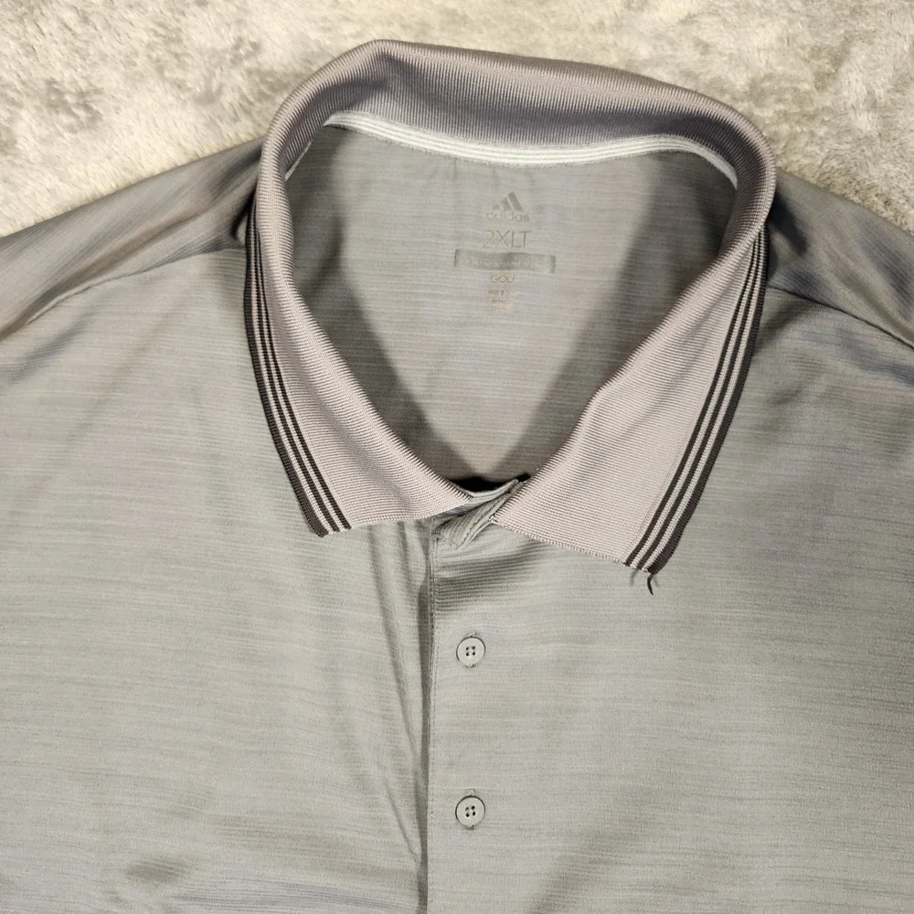 Adidas Golf Polo Mens 2XLT Gray Excellent ADX1368S8 Short Sleeve Performance
